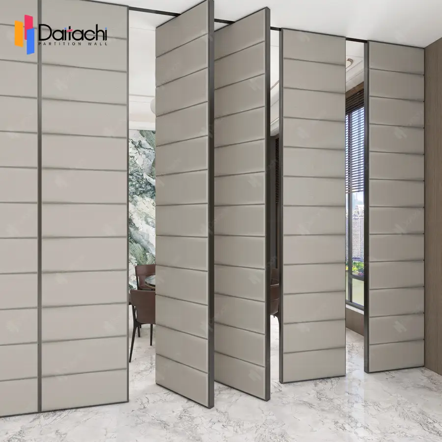 Grid Padded Leather Movable Partition Wall in Hotel Restaurant Grid Padded Leather Movable Partition Wall in Hotel Restaurant