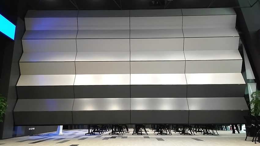 Fully Automatic Acoustic Vertical Folding Retractable Walls in Belle Building Meeting Room